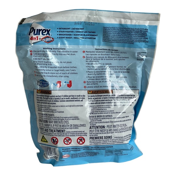 Purex 4 in 1 + Clorox Laundry Detergent Pacs 45 Capsules Safe For Colors Sealed - Picture 2 of 3